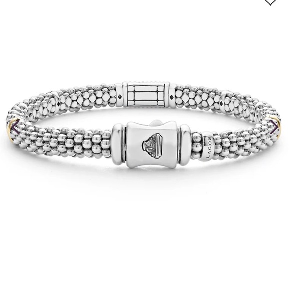 Lagos 6mm Caviar pink sapphire Bracelet 18K gold 925 silver - Picture 5 of 6